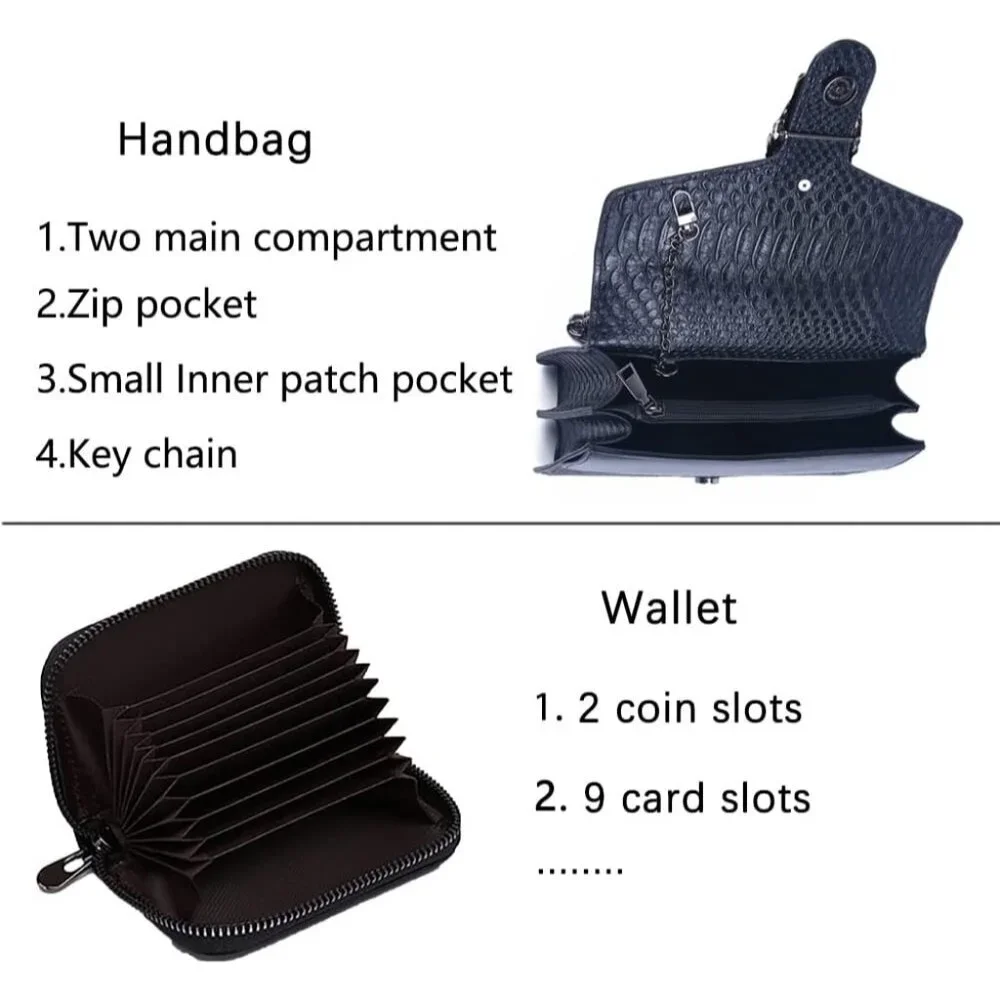 ⚡ Women's Leather Vintage Snake Print Crossbody Black Square Satchel Handbag